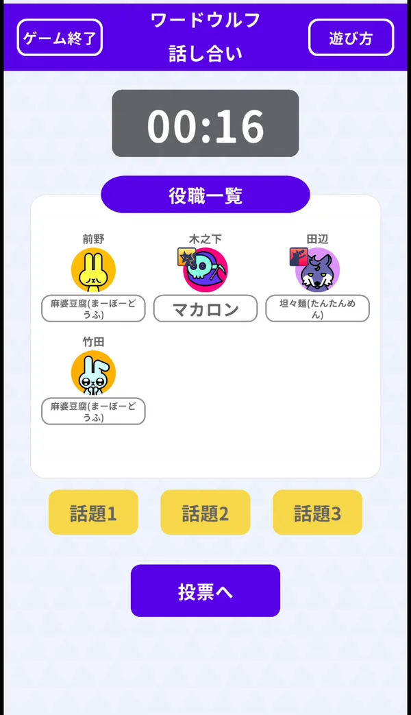 話し合い（狐のお題はかけ離れている）