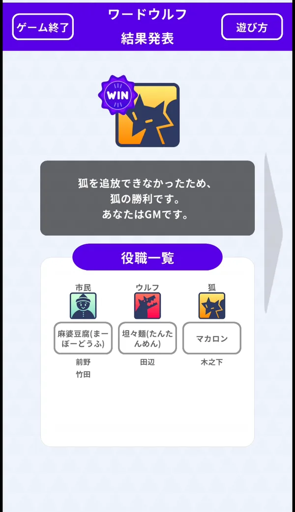 狐を追放できず、狐の勝利